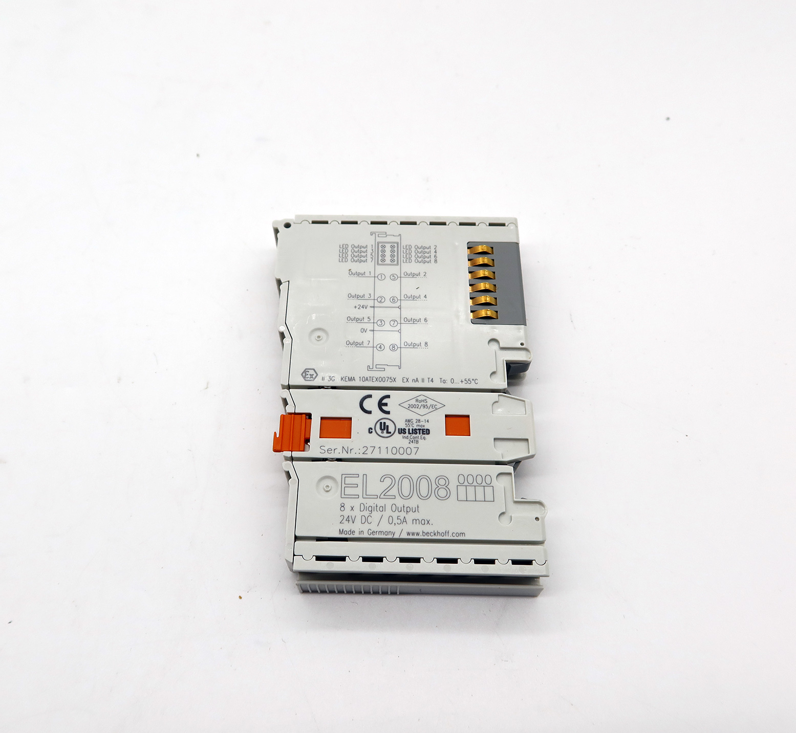 St Beckhoff BECKHOFF EL2008 EtherCAT Terminal 8-channel digital output 24 V DC 0.5 ...
